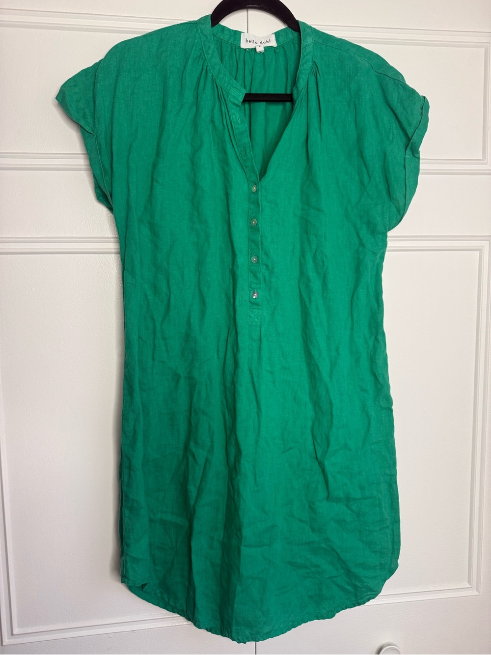 bella dahl Green Linen Button-Front Women’s Tunic